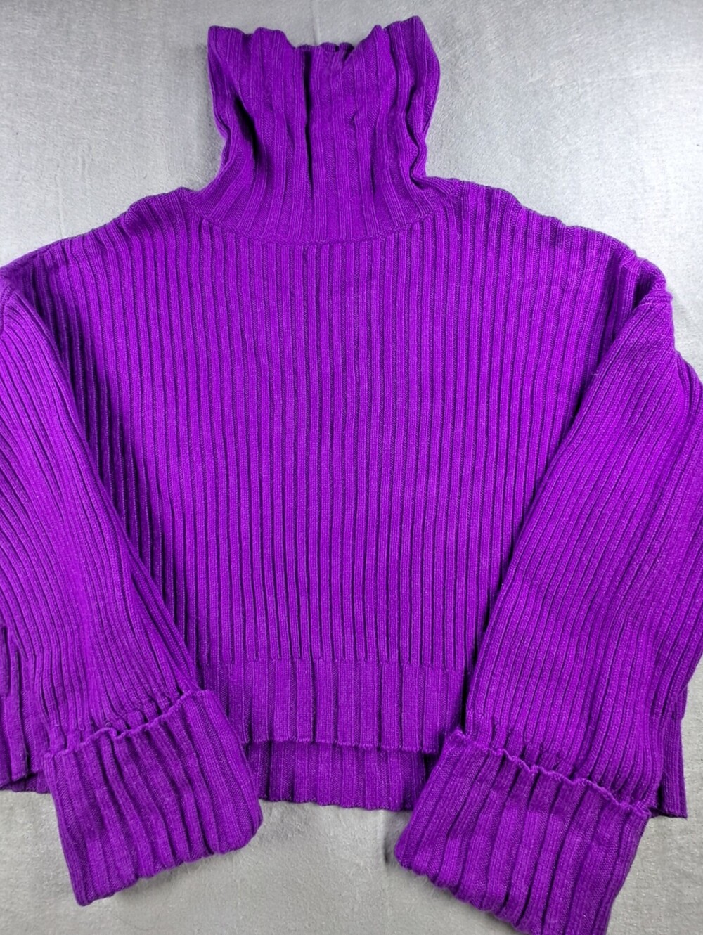 Nine West Sweater Womens XL Purple Wool Blend Ribbed Knit Turtleneck Pullover